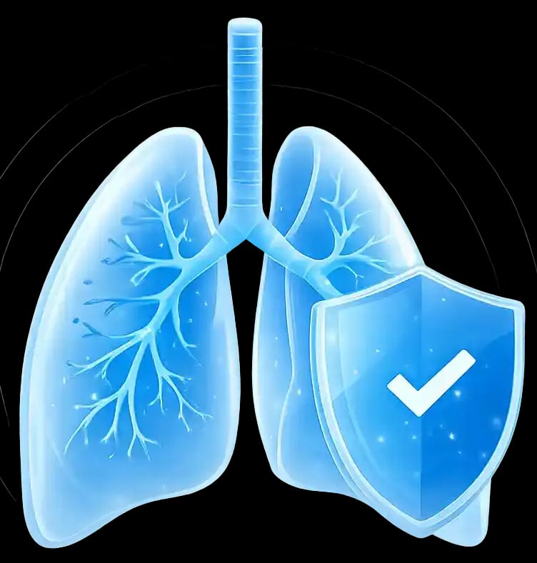 Kylunghealth lungs illustration inviting you to start a free cough assessment